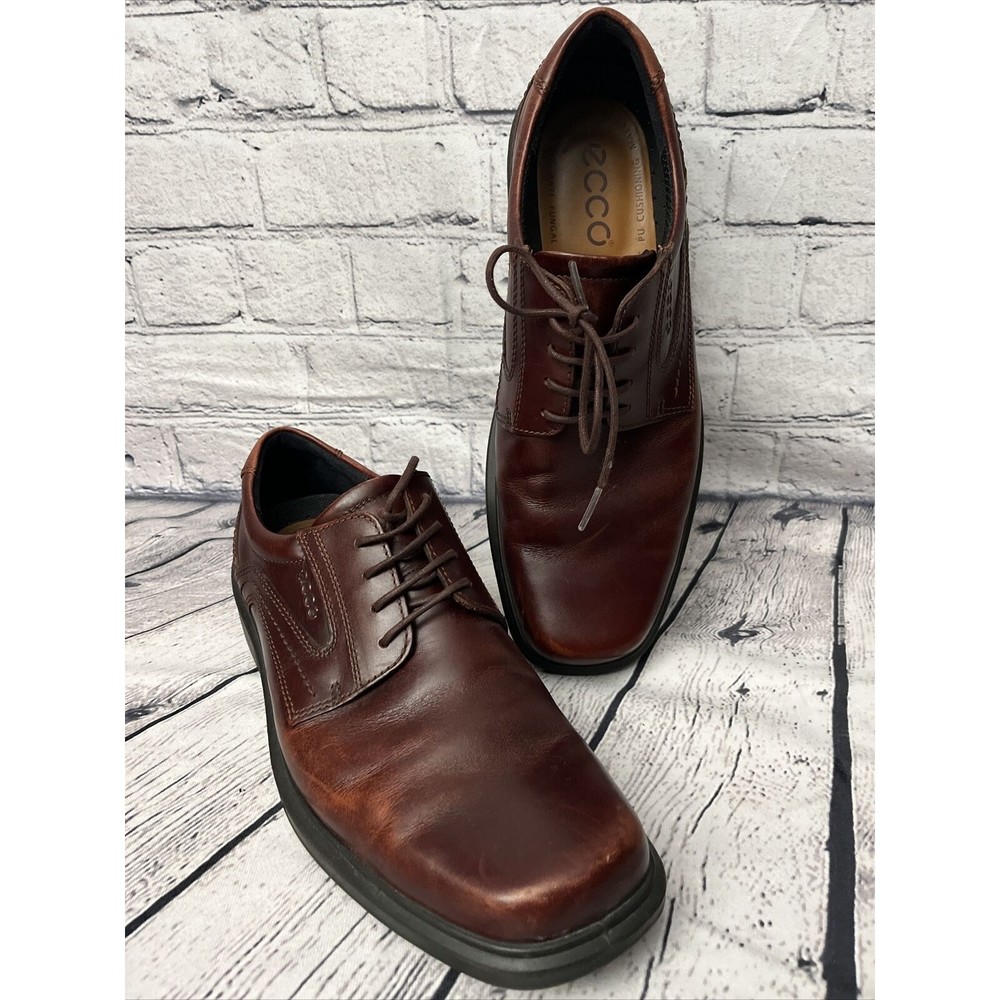 Ecco Mens Size 10.5 / 44 Oxford Shoes Brown Leather Dress Shoes Lace up Comfort